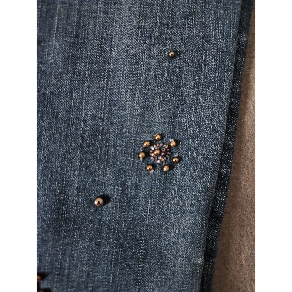 Chico's Secret Stretch Scattered Embellished Starburst Jeggings Blue Sz OP US 4P